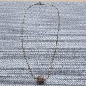 15.5 Inch Gold Over Sterling Silver Tarnished Crystal Sphere Necklace B733